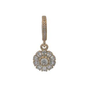 Retired Pandora 14kt Yellow Gold and CZ Embellished Floral Drop Dangle Charm (B)
